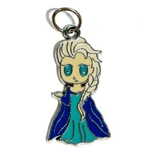 Disney Frozen Elsa Bracelet Charm Necklace Pendant Blue White Silver Tone Cute